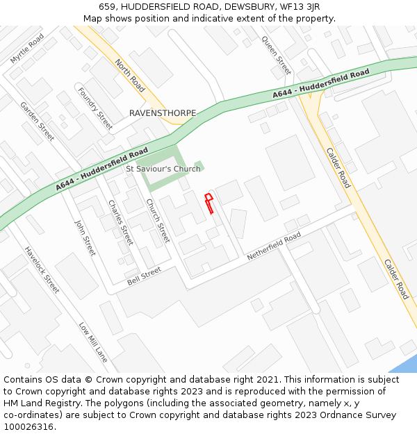 659, HUDDERSFIELD ROAD, DEWSBURY, WF13 3JR: Location map and indicative extent of plot