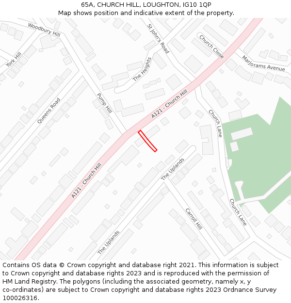 65A, CHURCH HILL, LOUGHTON, IG10 1QP: Location map and indicative extent of plot