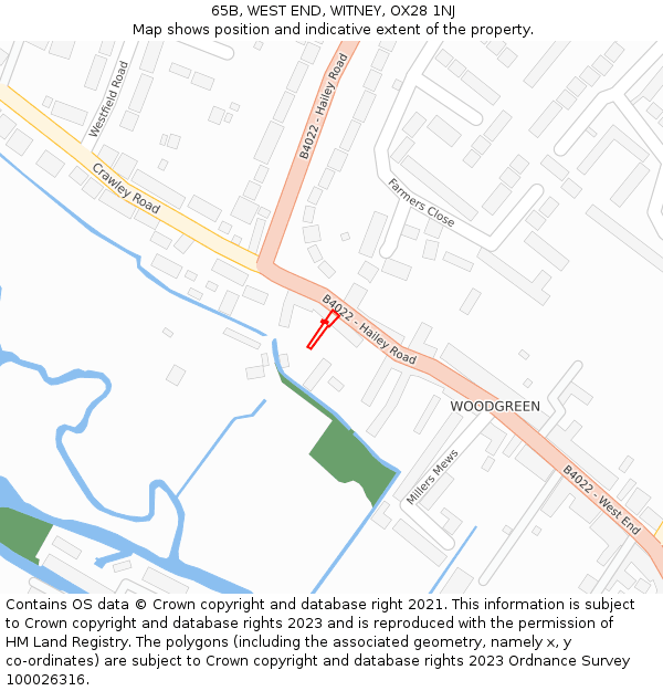 65B, WEST END, WITNEY, OX28 1NJ: Location map and indicative extent of plot