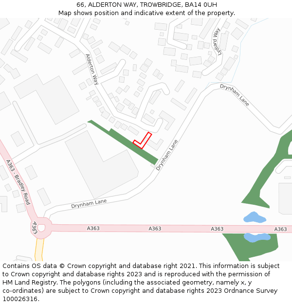 66, ALDERTON WAY, TROWBRIDGE, BA14 0UH: Location map and indicative extent of plot