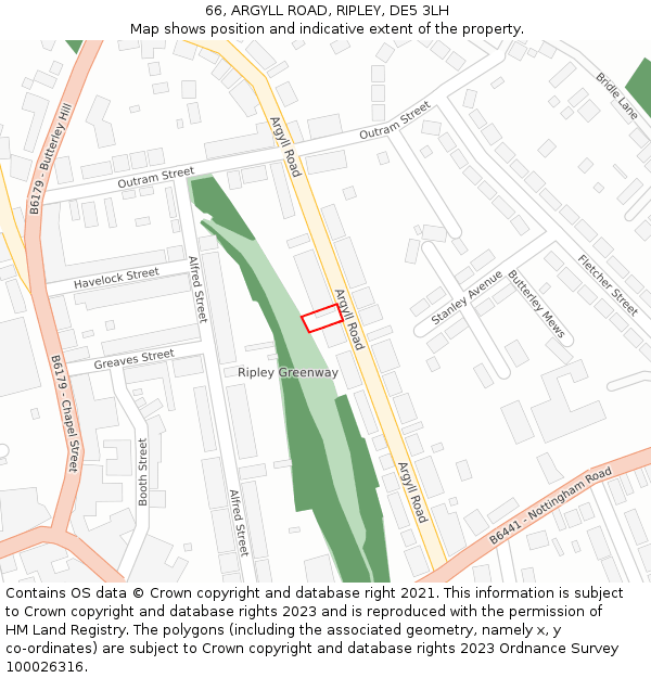 66, ARGYLL ROAD, RIPLEY, DE5 3LH: Location map and indicative extent of plot