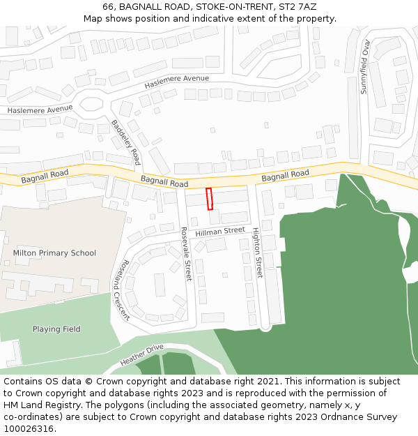 66, BAGNALL ROAD, STOKE-ON-TRENT, ST2 7AZ: Location map and indicative extent of plot