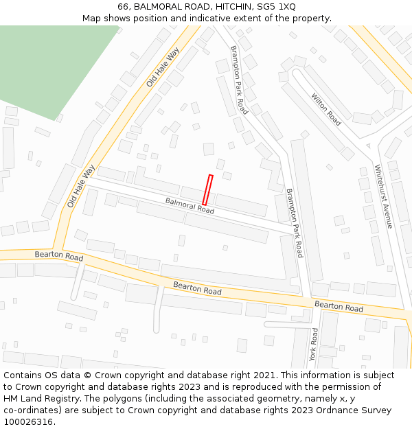 66, BALMORAL ROAD, HITCHIN, SG5 1XQ: Location map and indicative extent of plot