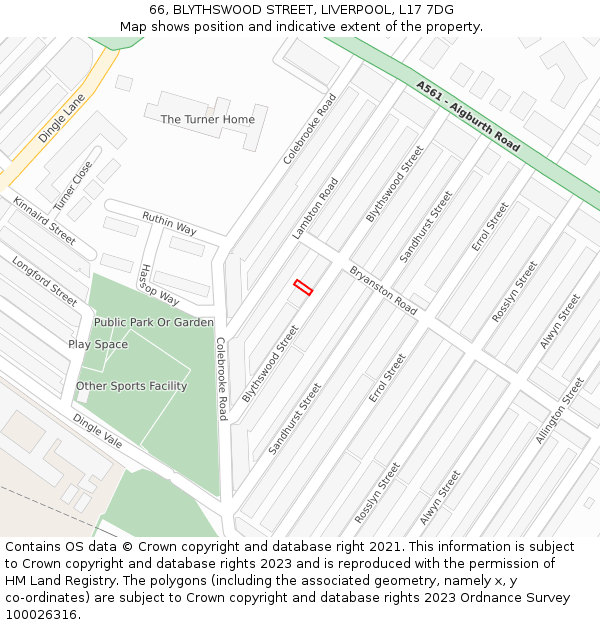 66, BLYTHSWOOD STREET, LIVERPOOL, L17 7DG: Location map and indicative extent of plot