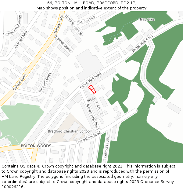 66, BOLTON HALL ROAD, BRADFORD, BD2 1BJ: Location map and indicative extent of plot