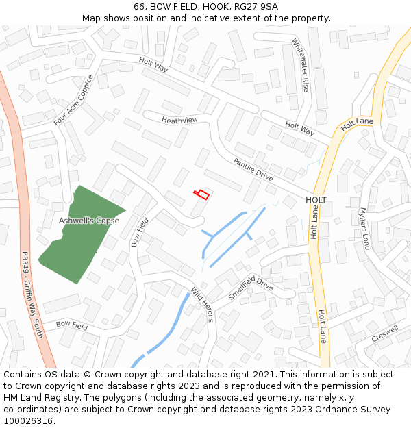 66, BOW FIELD, HOOK, RG27 9SA: Location map and indicative extent of plot