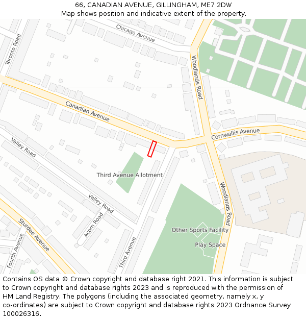 66, CANADIAN AVENUE, GILLINGHAM, ME7 2DW: Location map and indicative extent of plot