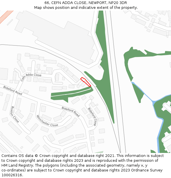 66, CEFN ADDA CLOSE, NEWPORT, NP20 3DR: Location map and indicative extent of plot