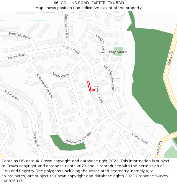 66, COLLINS ROAD, EXETER, EX4 5DB: Location map and indicative extent of plot