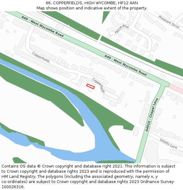 66, COPPERFIELDS, HIGH WYCOMBE, HP12 4AN: Location map and indicative extent of plot