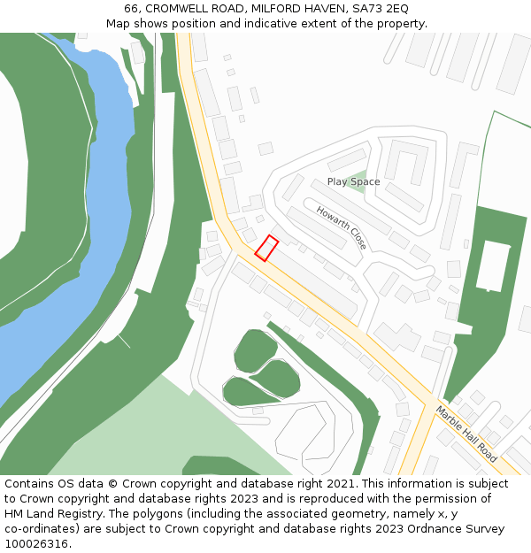 66, CROMWELL ROAD, MILFORD HAVEN, SA73 2EQ: Location map and indicative extent of plot