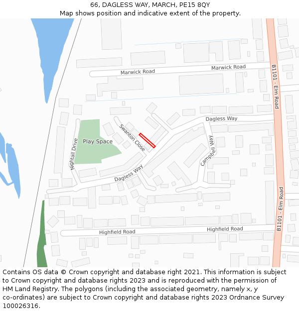 66, DAGLESS WAY, MARCH, PE15 8QY: Location map and indicative extent of plot