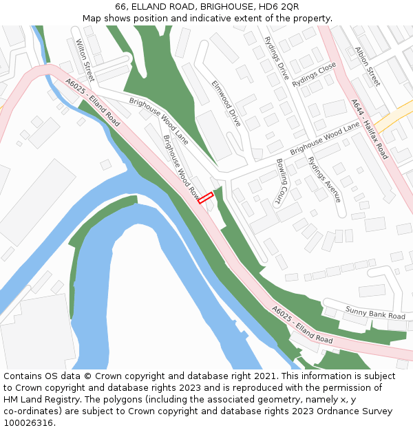 66, ELLAND ROAD, BRIGHOUSE, HD6 2QR: Location map and indicative extent of plot