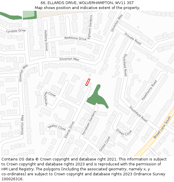 66, ELLARDS DRIVE, WOLVERHAMPTON, WV11 3ST: Location map and indicative extent of plot