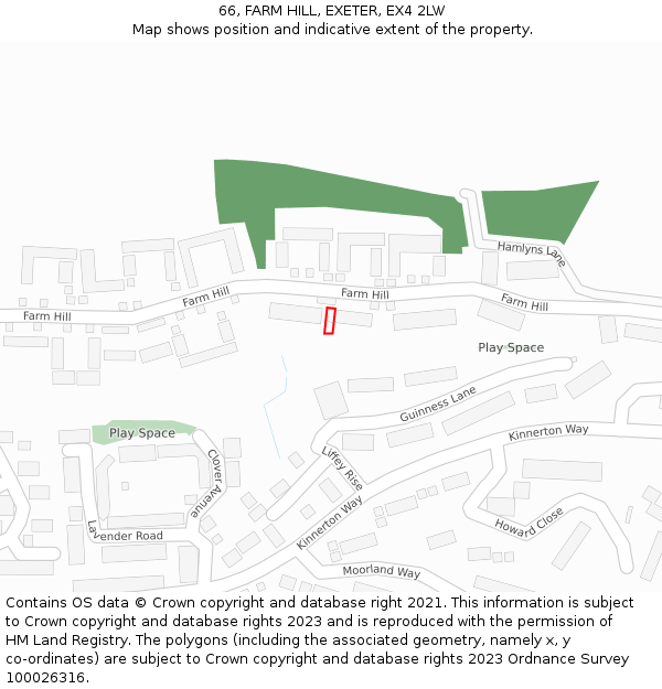 66, FARM HILL, EXETER, EX4 2LW: Location map and indicative extent of plot