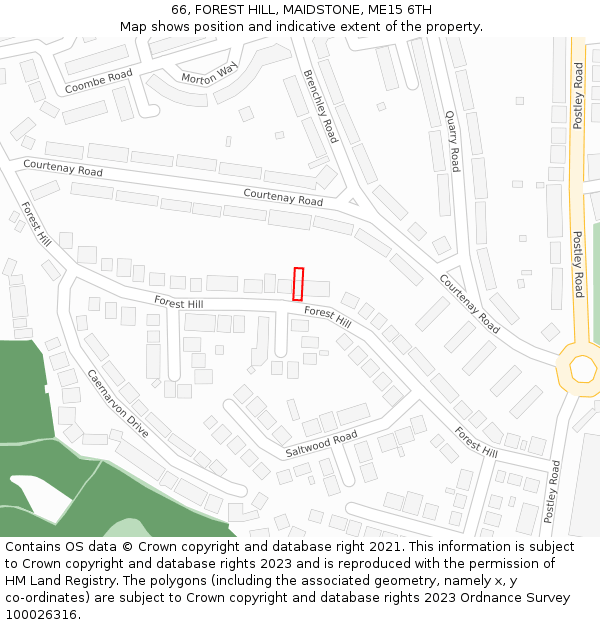 66, FOREST HILL, MAIDSTONE, ME15 6TH: Location map and indicative extent of plot
