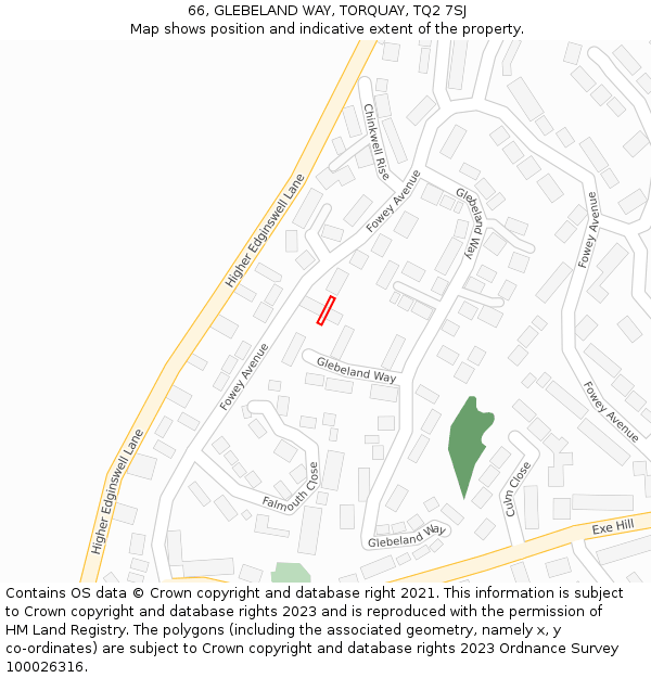 66, GLEBELAND WAY, TORQUAY, TQ2 7SJ: Location map and indicative extent of plot