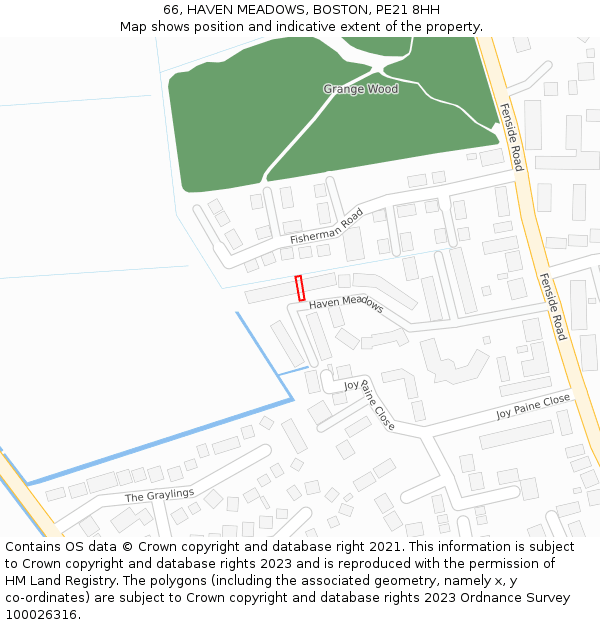 66, HAVEN MEADOWS, BOSTON, PE21 8HH: Location map and indicative extent of plot