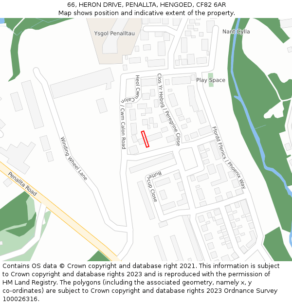 66, HERON DRIVE, PENALLTA, HENGOED, CF82 6AR: Location map and indicative extent of plot