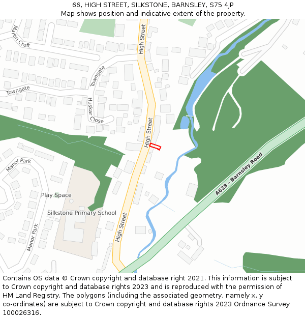 66, HIGH STREET, SILKSTONE, BARNSLEY, S75 4JP: Location map and indicative extent of plot