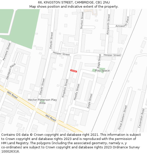 66, KINGSTON STREET, CAMBRIDGE, CB1 2NU: Location map and indicative extent of plot