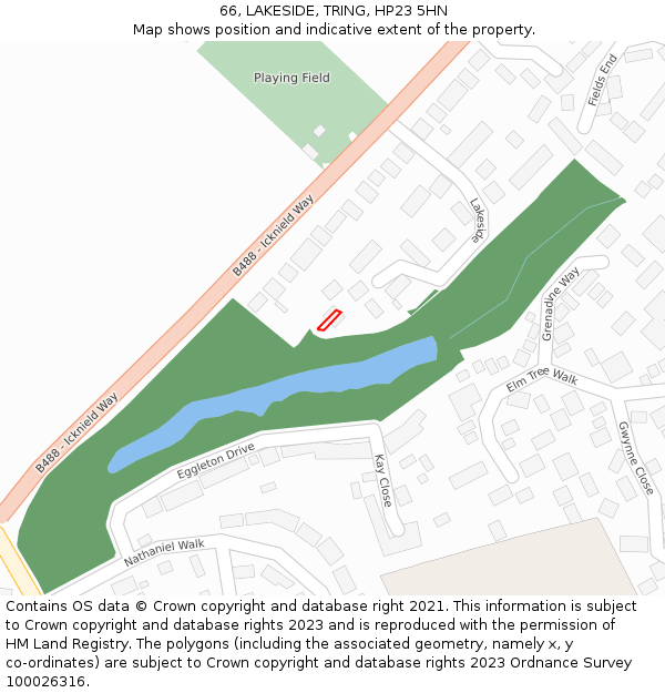 66, LAKESIDE, TRING, HP23 5HN: Location map and indicative extent of plot