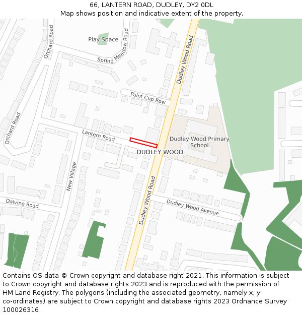 66, LANTERN ROAD, DUDLEY, DY2 0DL: Location map and indicative extent of plot
