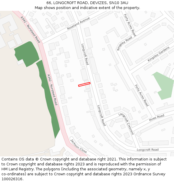 66, LONGCROFT ROAD, DEVIZES, SN10 3AU: Location map and indicative extent of plot