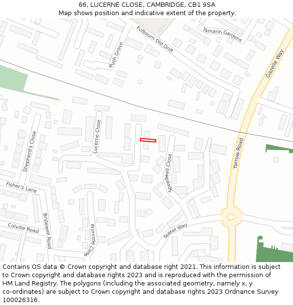 66, LUCERNE CLOSE, CAMBRIDGE, CB1 9SA: Location map and indicative extent of plot