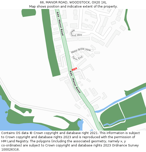 66, MANOR ROAD, WOODSTOCK, OX20 1XL: Location map and indicative extent of plot
