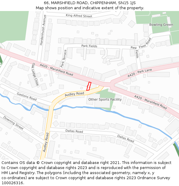 66, MARSHFIELD ROAD, CHIPPENHAM, SN15 1JS: Location map and indicative extent of plot