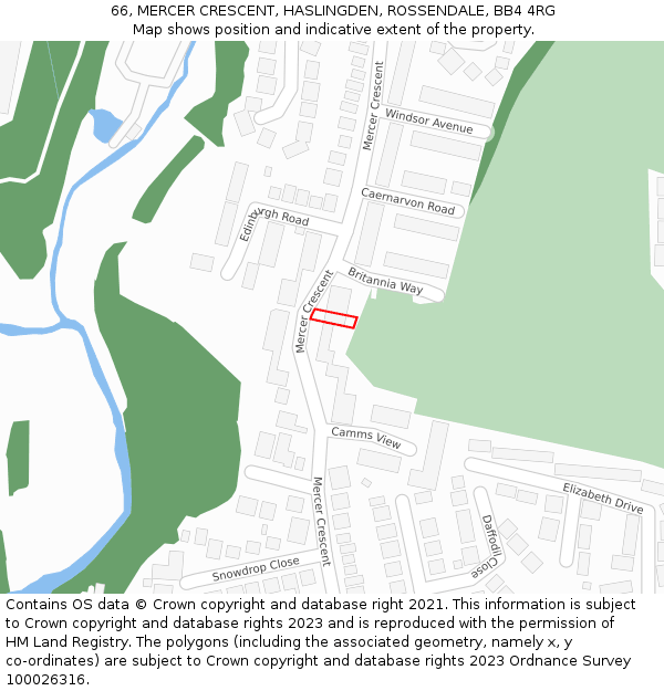 66, MERCER CRESCENT, HASLINGDEN, ROSSENDALE, BB4 4RG: Location map and indicative extent of plot