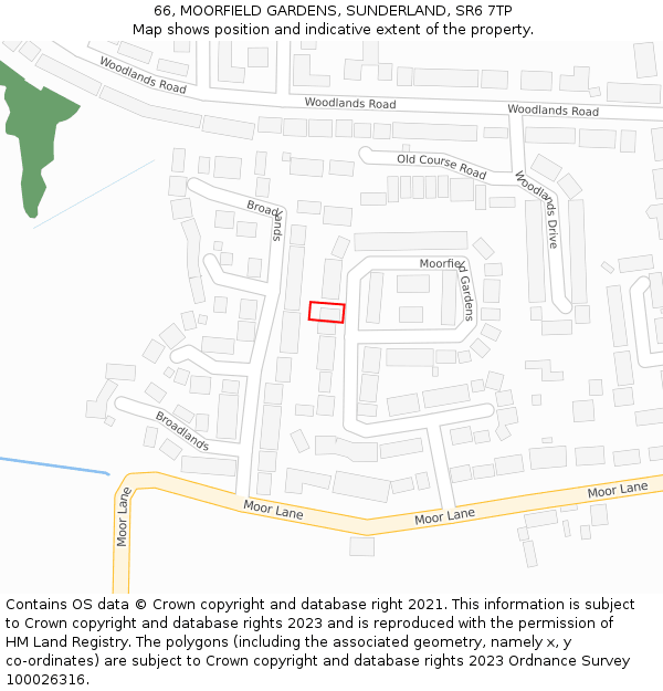 66, MOORFIELD GARDENS, SUNDERLAND, SR6 7TP: Location map and indicative extent of plot