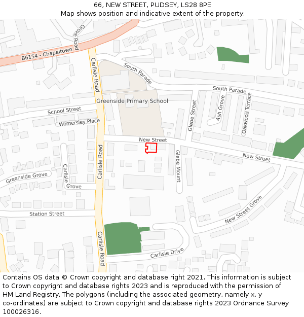66, NEW STREET, PUDSEY, LS28 8PE: Location map and indicative extent of plot