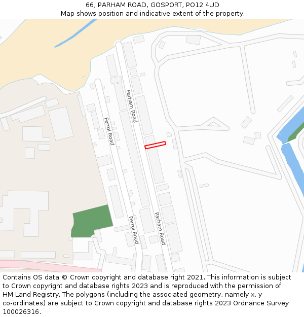 66, PARHAM ROAD, GOSPORT, PO12 4UD: Location map and indicative extent of plot