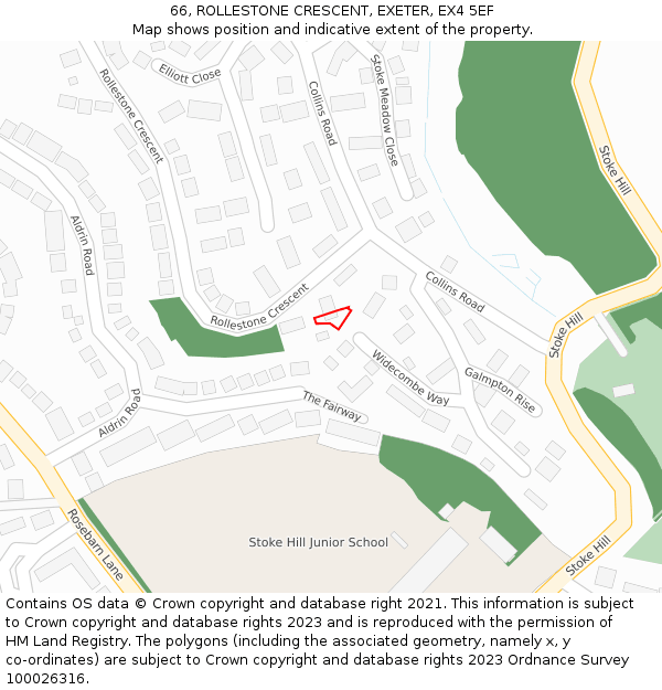 66, ROLLESTONE CRESCENT, EXETER, EX4 5EF: Location map and indicative extent of plot