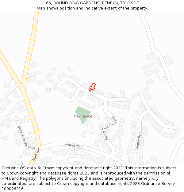 66, ROUND RING GARDENS, PENRYN, TR10 9DE: Location map and indicative extent of plot