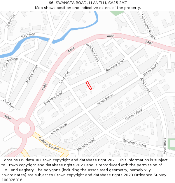 66, SWANSEA ROAD, LLANELLI, SA15 3AZ: Location map and indicative extent of plot