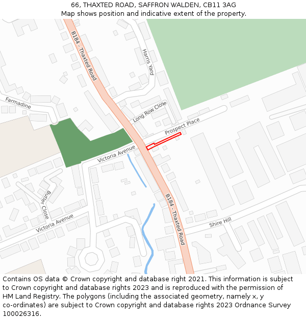 66, THAXTED ROAD, SAFFRON WALDEN, CB11 3AG: Location map and indicative extent of plot