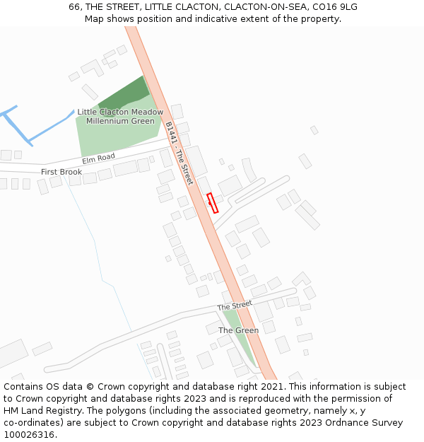 66, THE STREET, LITTLE CLACTON, CLACTON-ON-SEA, CO16 9LG: Location map and indicative extent of plot