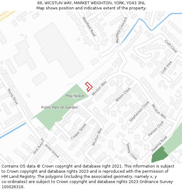 66, WICSTUN WAY, MARKET WEIGHTON, YORK, YO43 3NL: Location map and indicative extent of plot