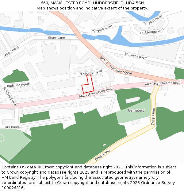 660, MANCHESTER ROAD, HUDDERSFIELD, HD4 5SN: Location map and indicative extent of plot