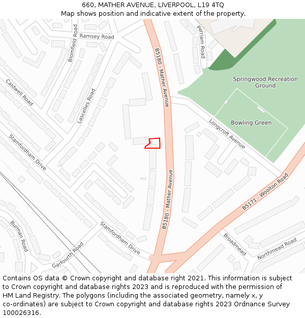 660, MATHER AVENUE, LIVERPOOL, L19 4TQ: Location map and indicative extent of plot