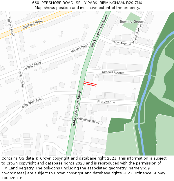660, PERSHORE ROAD, SELLY PARK, BIRMINGHAM, B29 7NX: Location map and indicative extent of plot