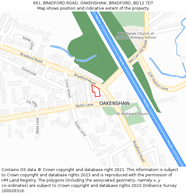 661, BRADFORD ROAD, OAKENSHAW, BRADFORD, BD12 7DT: Location map and indicative extent of plot