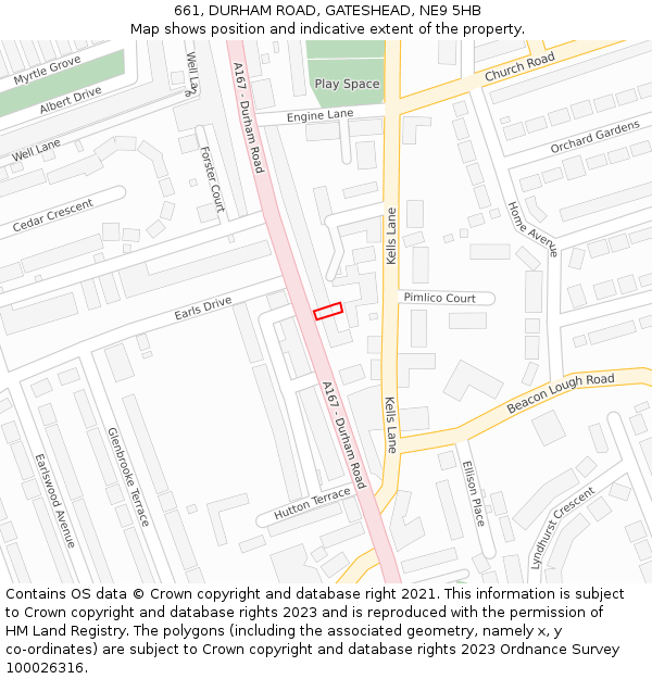 661, DURHAM ROAD, GATESHEAD, NE9 5HB: Location map and indicative extent of plot