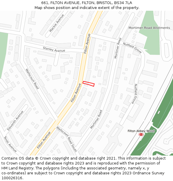 661, FILTON AVENUE, FILTON, BRISTOL, BS34 7LA: Location map and indicative extent of plot