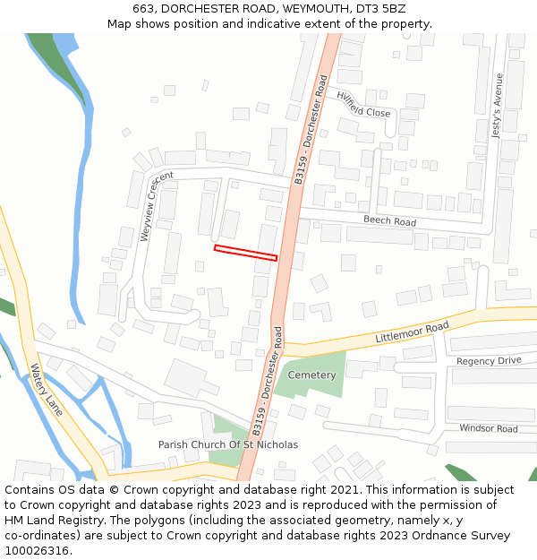 663, DORCHESTER ROAD, WEYMOUTH, DT3 5BZ: Location map and indicative extent of plot
