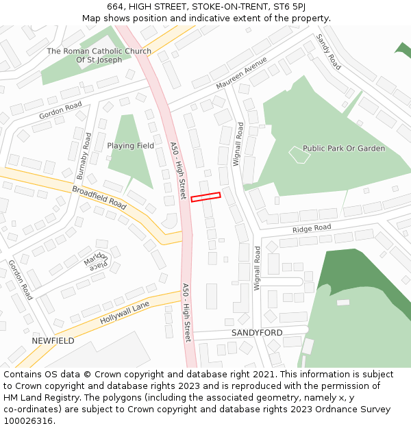 664, HIGH STREET, STOKE-ON-TRENT, ST6 5PJ: Location map and indicative extent of plot
