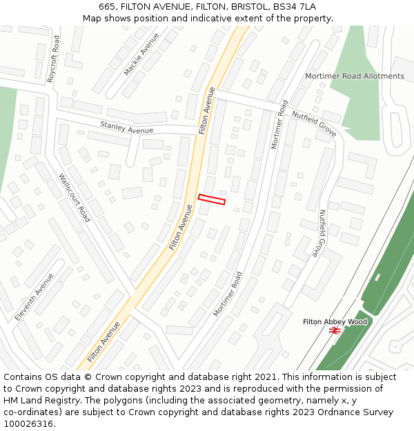 665, FILTON AVENUE, FILTON, BRISTOL, BS34 7LA: Location map and indicative extent of plot